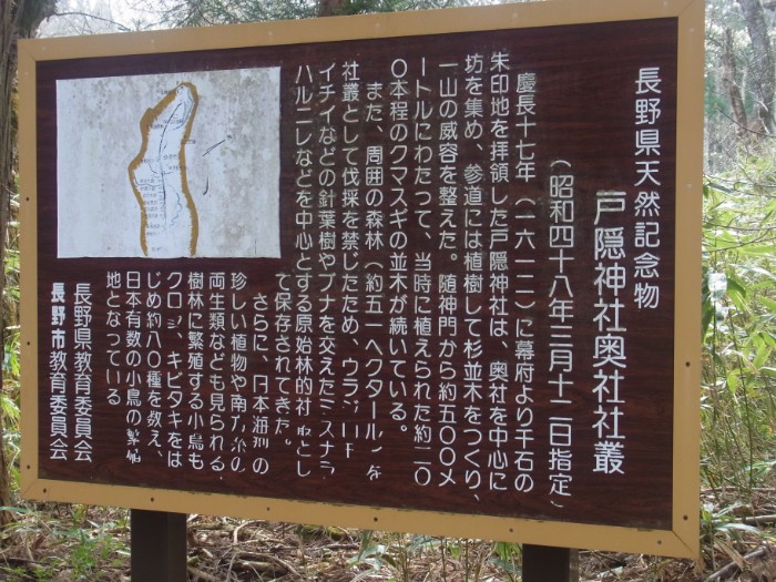 戸隠神社奥社参道の杉並木の標識画像