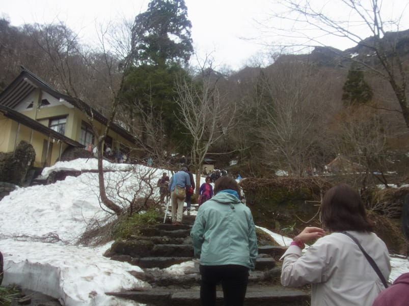 戸隠神社奥社へ向かう参道に残る雪